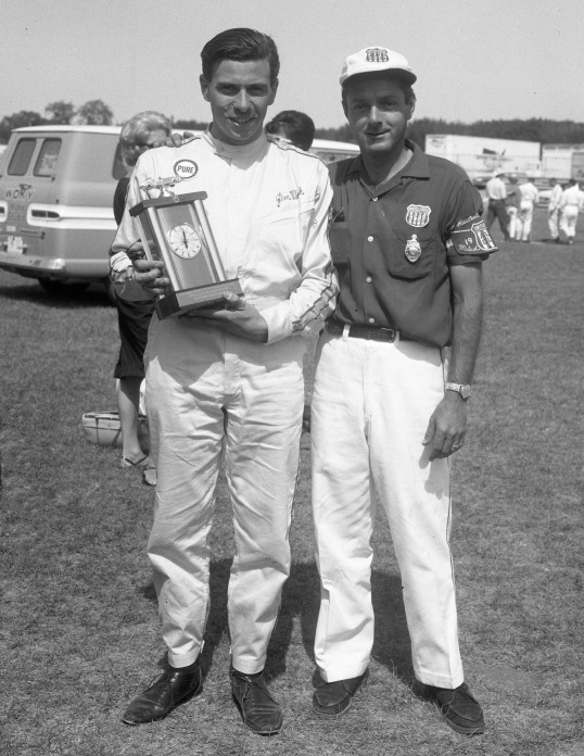 63-8-18 J Clark With Fast Time Trophy& Mike Billing USAC Official _268